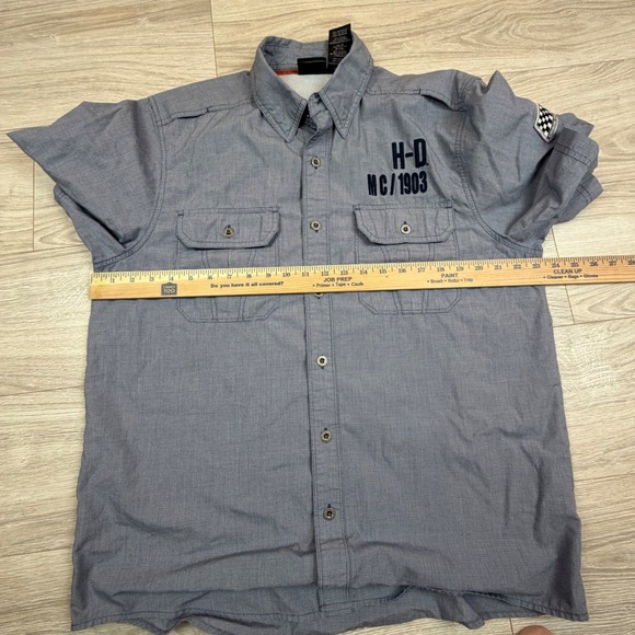 Harley-Davidson Mens Performance Button Down Shirt Blue Micro Check L GM39489 - Picture 9 of 10